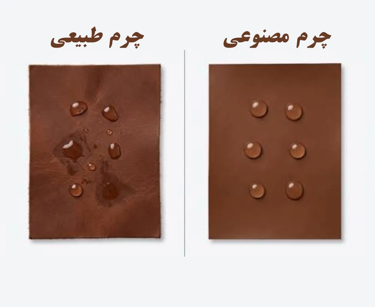 تست تشخیص چرم طبیعی قطره آب